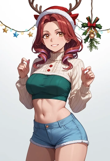 toaru_majutsu_no_index,shirai_kuroko,Christmas,red velvet shorts  - AI generated anime art