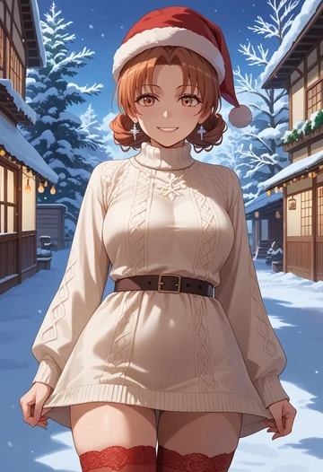 toaru_majutsu_no_index,shirai_kuroko,Christmas,sweater dress,stockings  - AI generated anime art