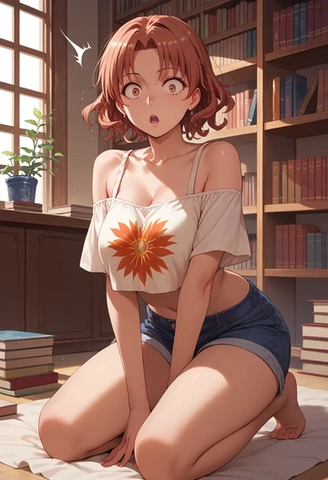 toaru_majutsu_no_index,shirai_kuroko,off-shoulder top,dolphin shorts  - AI generated anime art