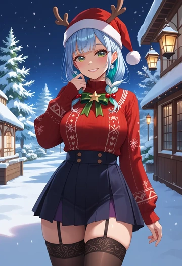 hololive,shirakami_fubuki_(1st_costume),sweater,stockings,Thigh garters  - AI generated anime art