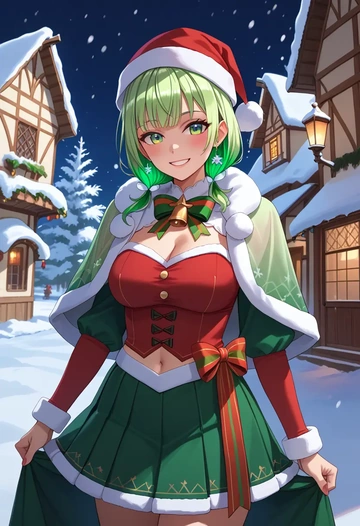 hololive,shirakami_fubuki,Christmas,dress  - AI generated anime art