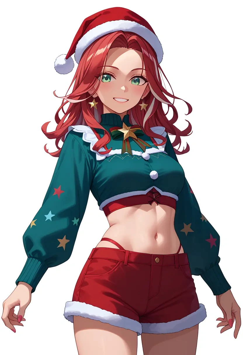 hololive,shirakami_fubuki,Christmas,red velvet shorts  - 