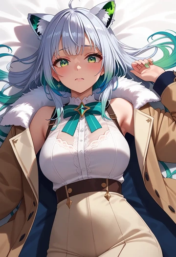 hololive,shirakami_fubuki,coat,fur-collar,tailored trousers  - AI generated anime art