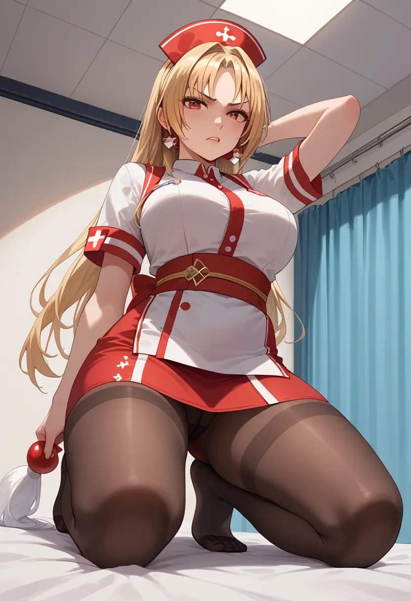 hololive,shiranui_flare,nurse pantyhose,mini skirt, sexy  - 