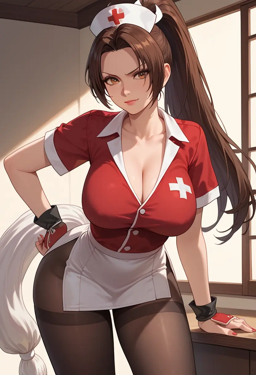 fatal_fury,shiranui_mai,nurse, pantyhose,mini skirt  - 