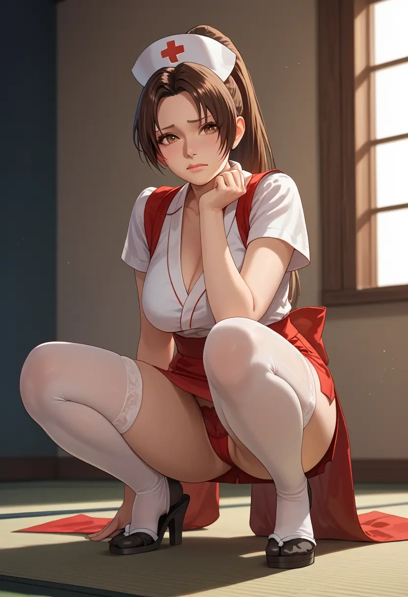 fatal_fury,shiranui_mai,nurse,stockings,sexy,panties  - 