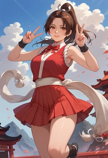 fatal_fury,shiranui_mai,spring,student uniform,vest  - AI generated anime art