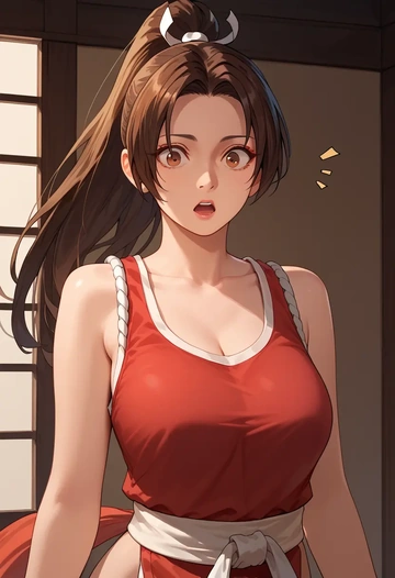 fatal_fury,shiranui_mai,tank top,drawstring pants  - AI generated anime art