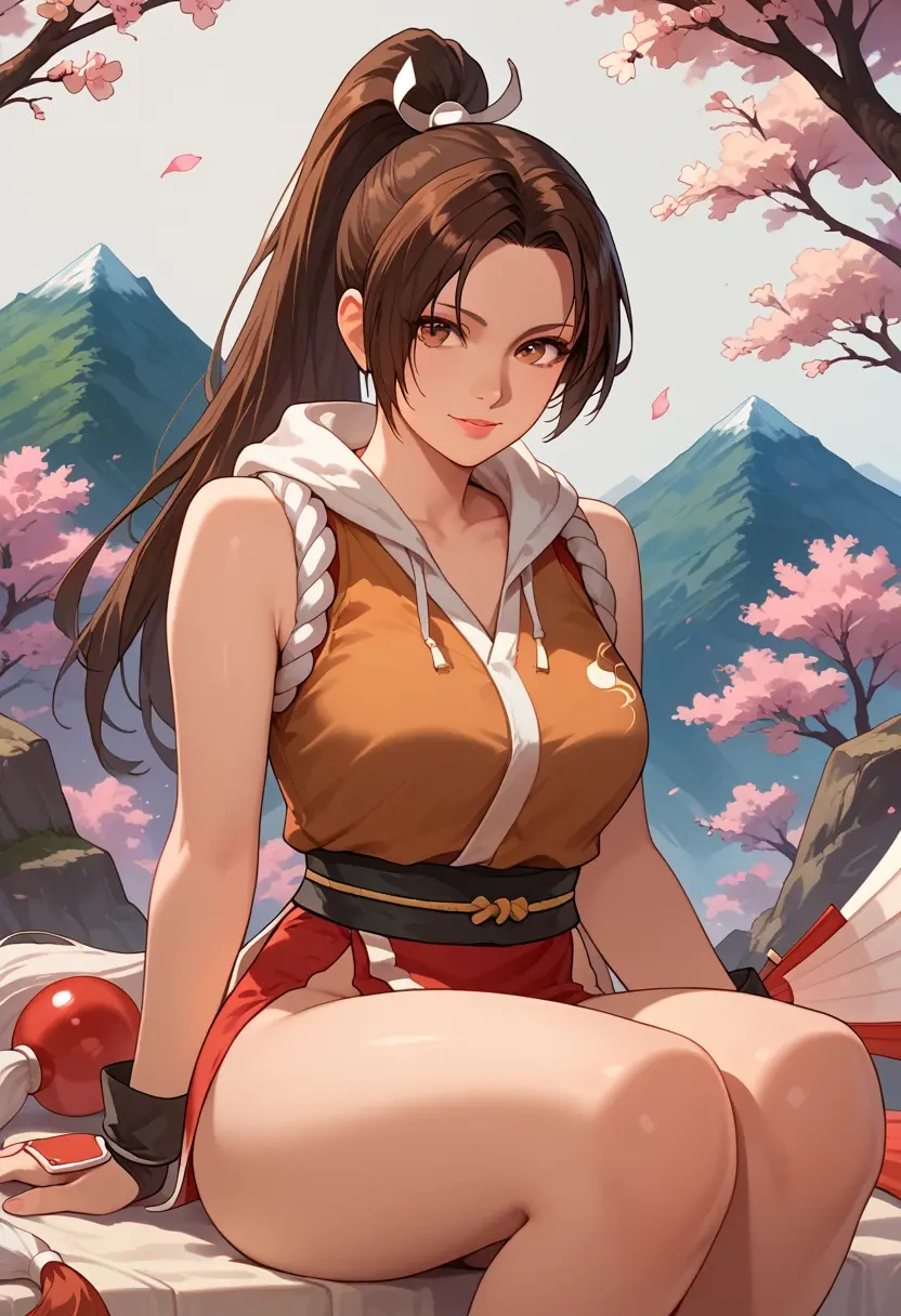 fatal_fury,shiranui_mai,sleeveless hoodie,biker shorts  - 