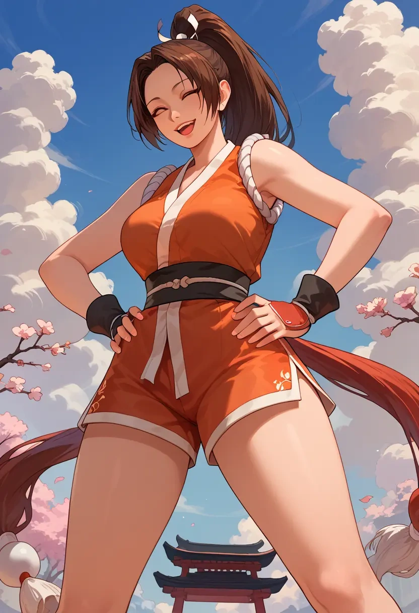 fatal_fury,shiranui_mai,graphic tee,shorts,sneakers  - 