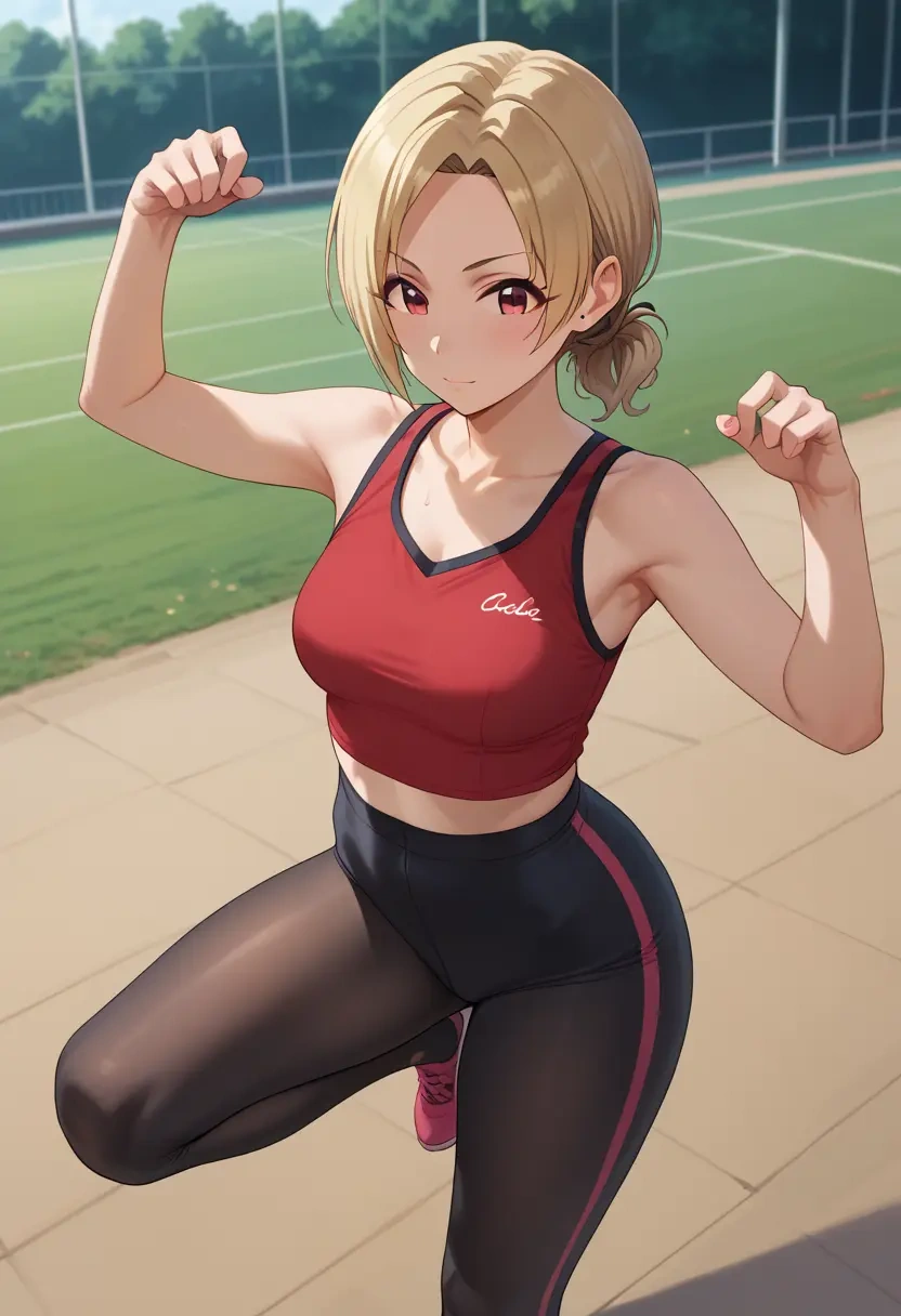 idolmaster,shirasaka_koume,leggings,yoga  - 