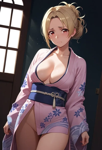 idolmaster,shirasaka_koume,kimono,sexy  - AI generated anime art