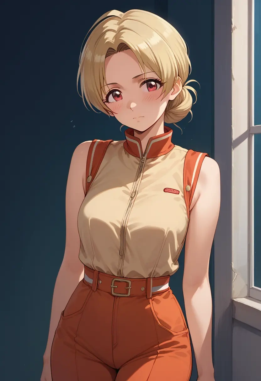 idolmaster,shirasaka_koume,jumpsuit,sleeveless,flare pants  - 