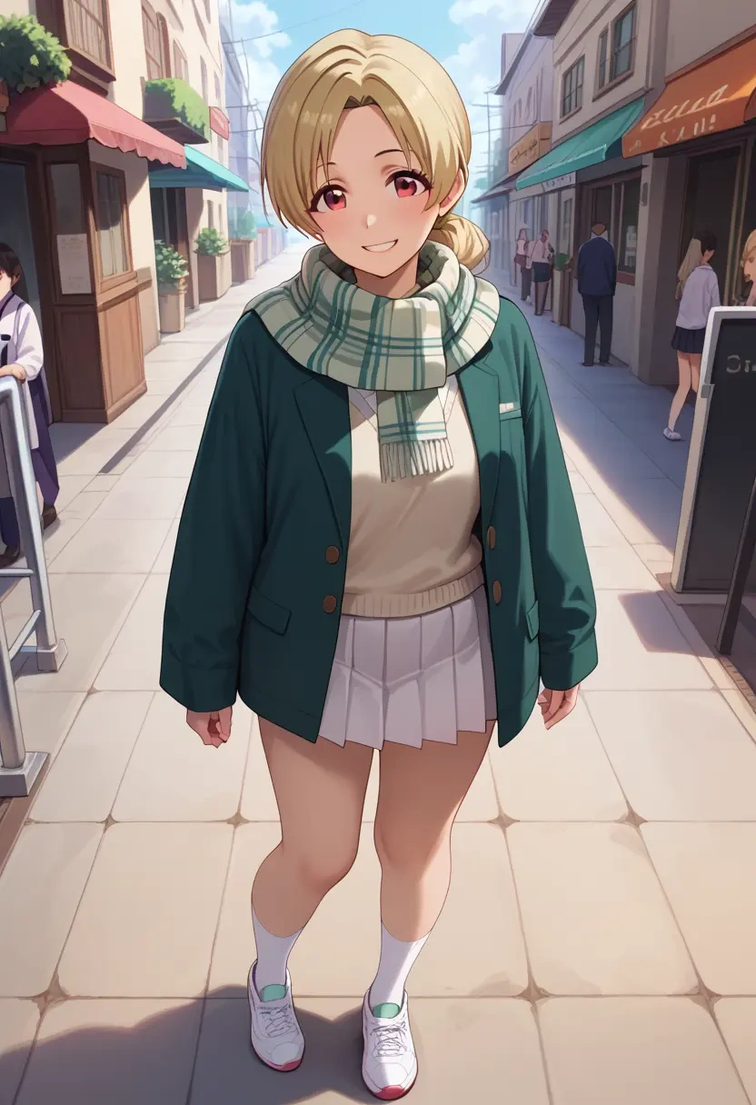 idolmaster,shirasaka_koume,spring,student uniform,knit sweater  - 