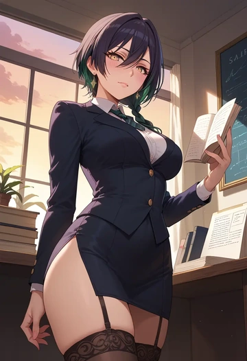 idolmaster,shirase_sakuya,secretary, stockings  - AI generated anime art