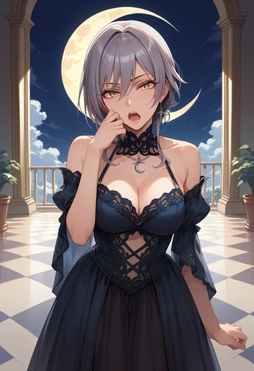 idolmaster,shirase_sakuya,gothic priestess gown,high slit,embroidered veil  - AI generated anime art