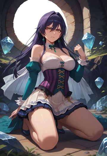 idolmaster,shirase_sakuya,corset,bustier,long tulle skirt  - AI generated anime art