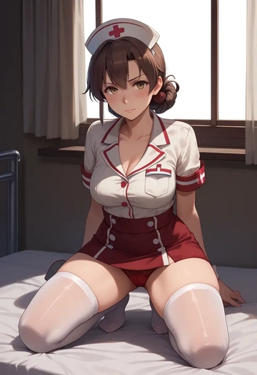 kantai_collection,shiratsuyu_(kancolle),nurse,stockings,sexy,panties  - AI generated anime art