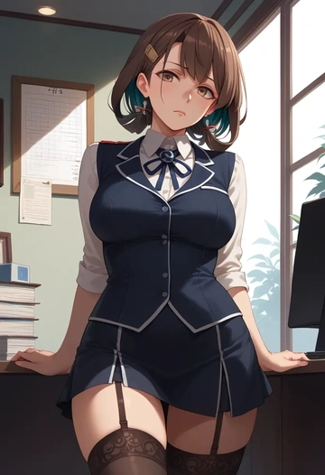 kantai_collection,shiratsuyu_(kancolle),secretary, stockings  - AI generated anime art