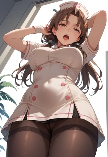 kantai_collection,shiratsuyu_(kancolle),nurse pantyhose,mini skirt, sexy  - AI generated anime art