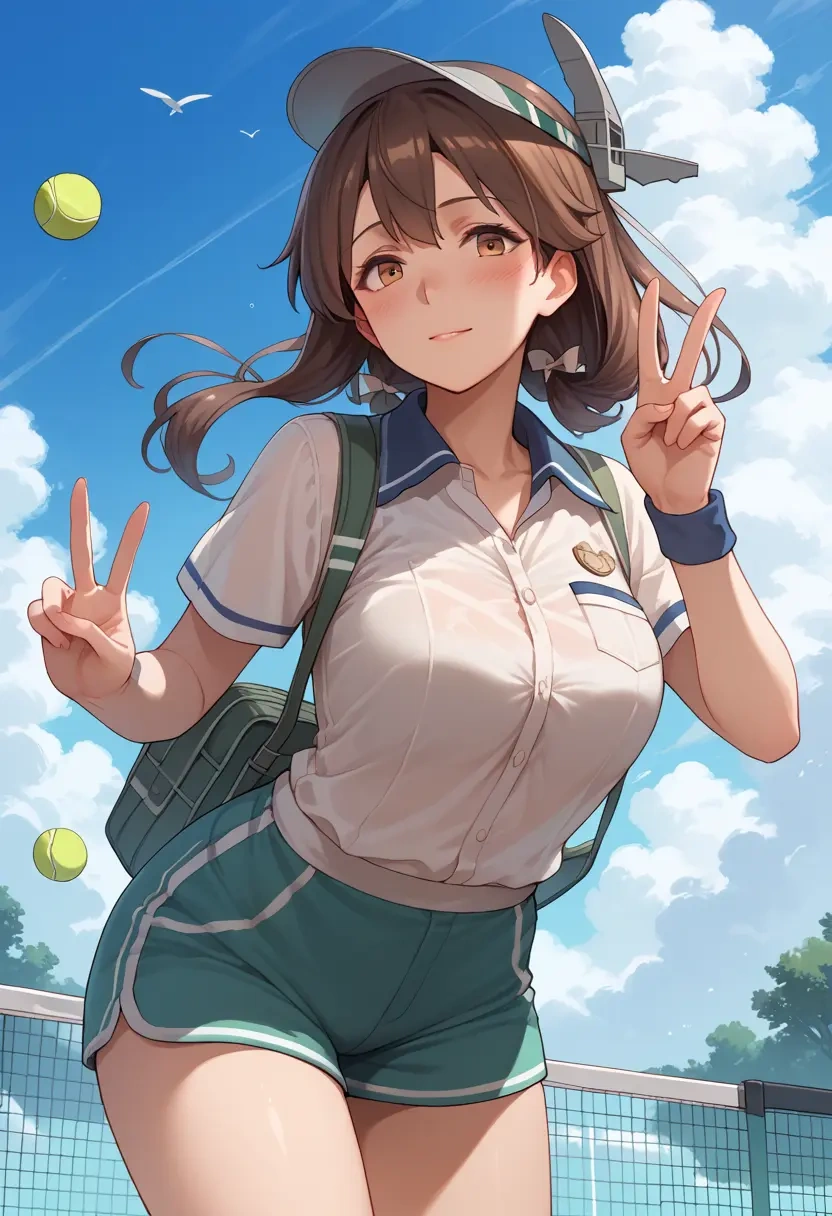 kantai_collection,shiratsuyu_(kancolle),tennis polo,skort  - 