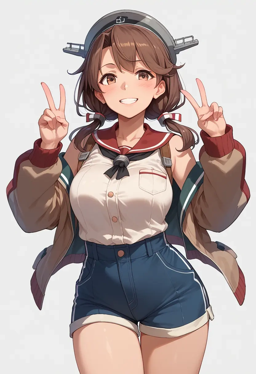 kantai_collection,shiratsuyu_(kancolle),jogger shorts,oversized tank  - 