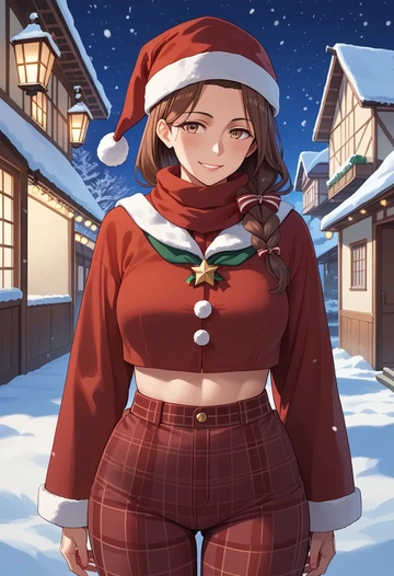 kantai_collection,shirayuki_(kancolle),Christmas,plaid trousers  - AI generated anime art