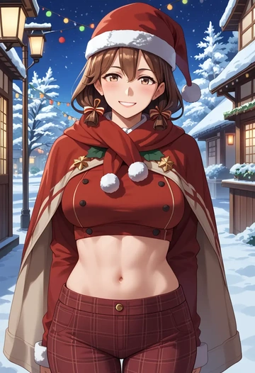 kantai_collection,shirayuki_(kancolle),Christmas,plaid trousers  - AI generated anime art