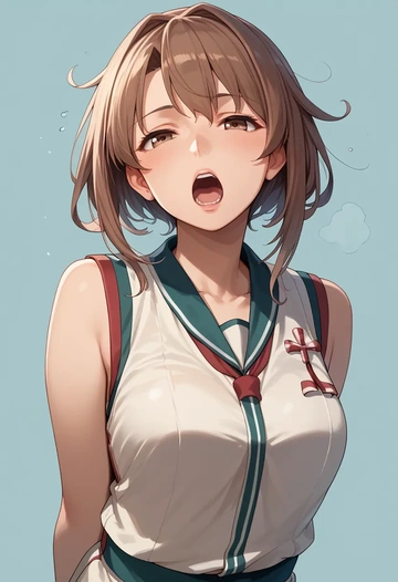 kantai_collection,shirayuki_(kancolle),sports vest,capri leggings  - AI generated anime art