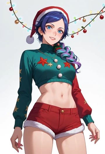 persona,shirogane_naoto,Christmas,red velvet shorts  - AI generated anime art