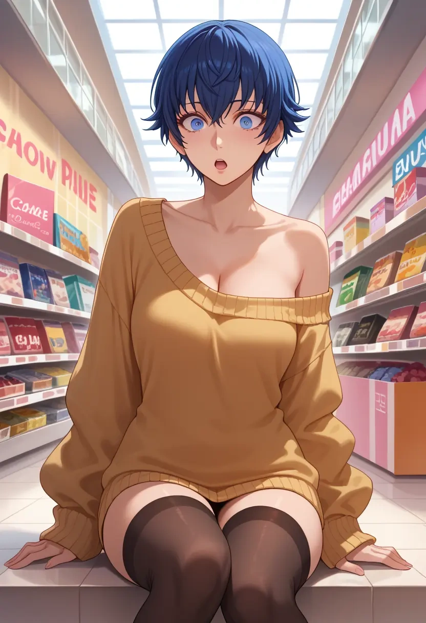 persona,shirogane_naoto,off-shoulder,sweater  - 