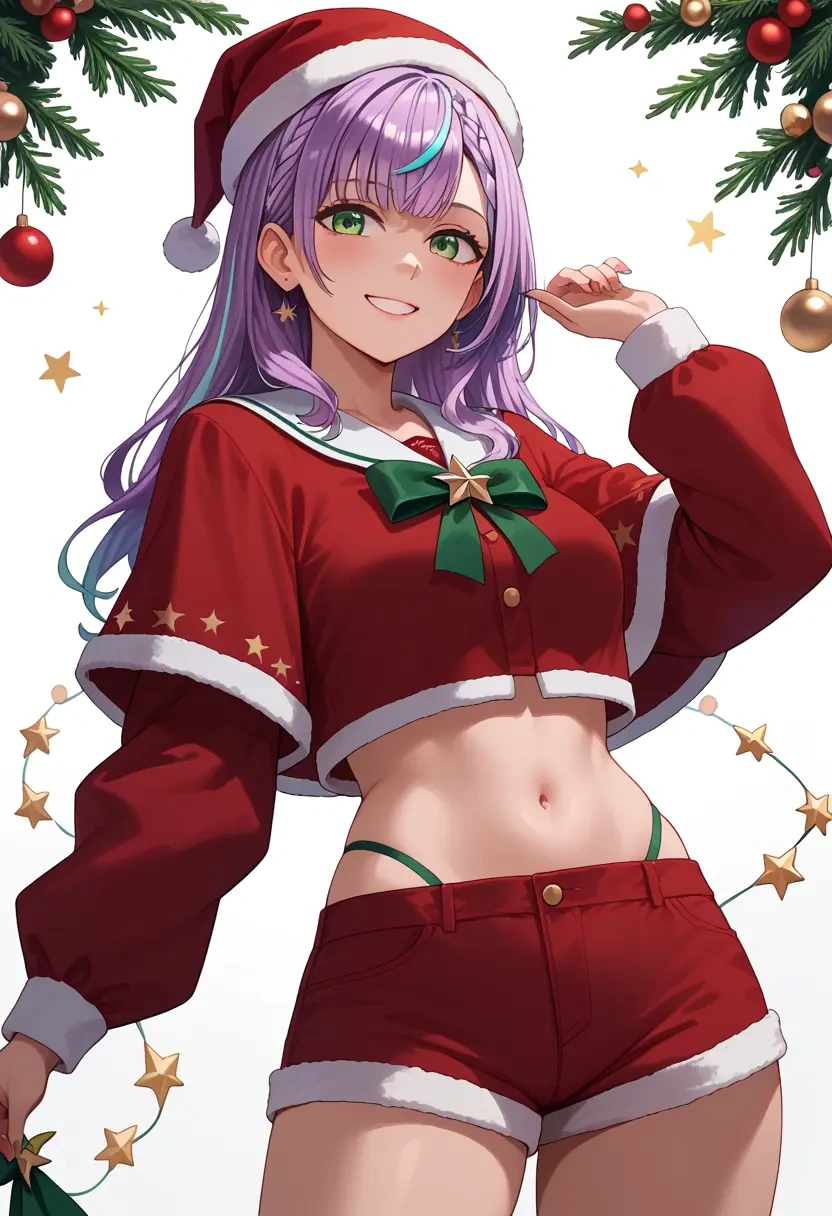 hololive,shirogane_noel,Christmas,red velvet shorts  - 