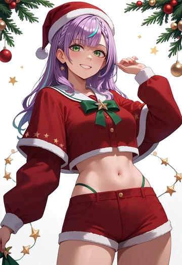 hololive,shirogane_noel,Christmas,red velvet shorts  - AI generated anime art