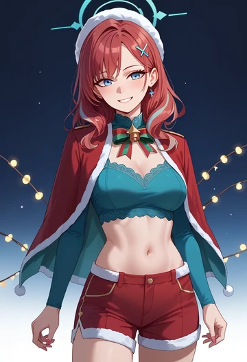 blue_archive,shiroko_(blue_archive),Christmas,red velvet shorts  - AI generated anime art