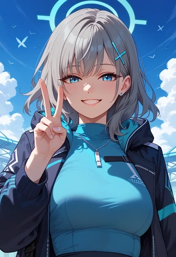 blue_archive,shiroko_(blue_archive),crop windbreaker,shorts  - AI generated anime art