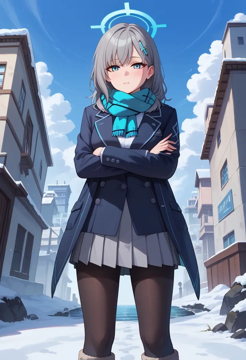 blue_archive,shiroko_(blue_archive),winter,student uniform,puffer coat  - 