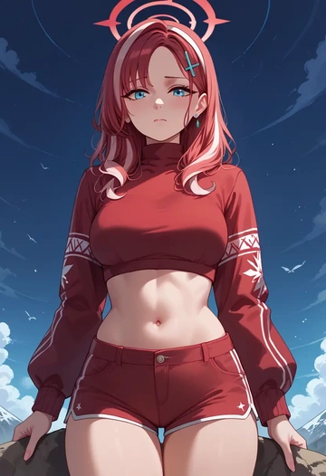 blue_archive,shiroko_(blue_archive),red velvet shorts  - AI generated anime art