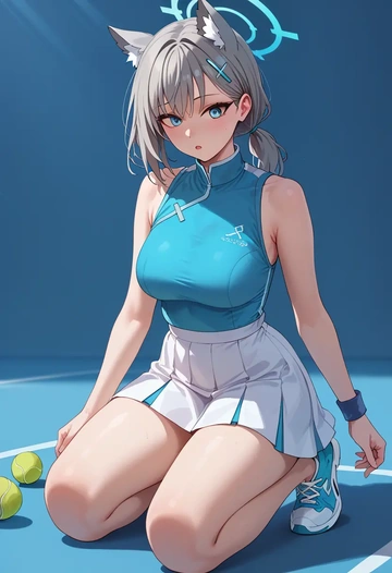 blue_archive,shiroko_(blue_archive),tennis skirt  - AI generated anime art