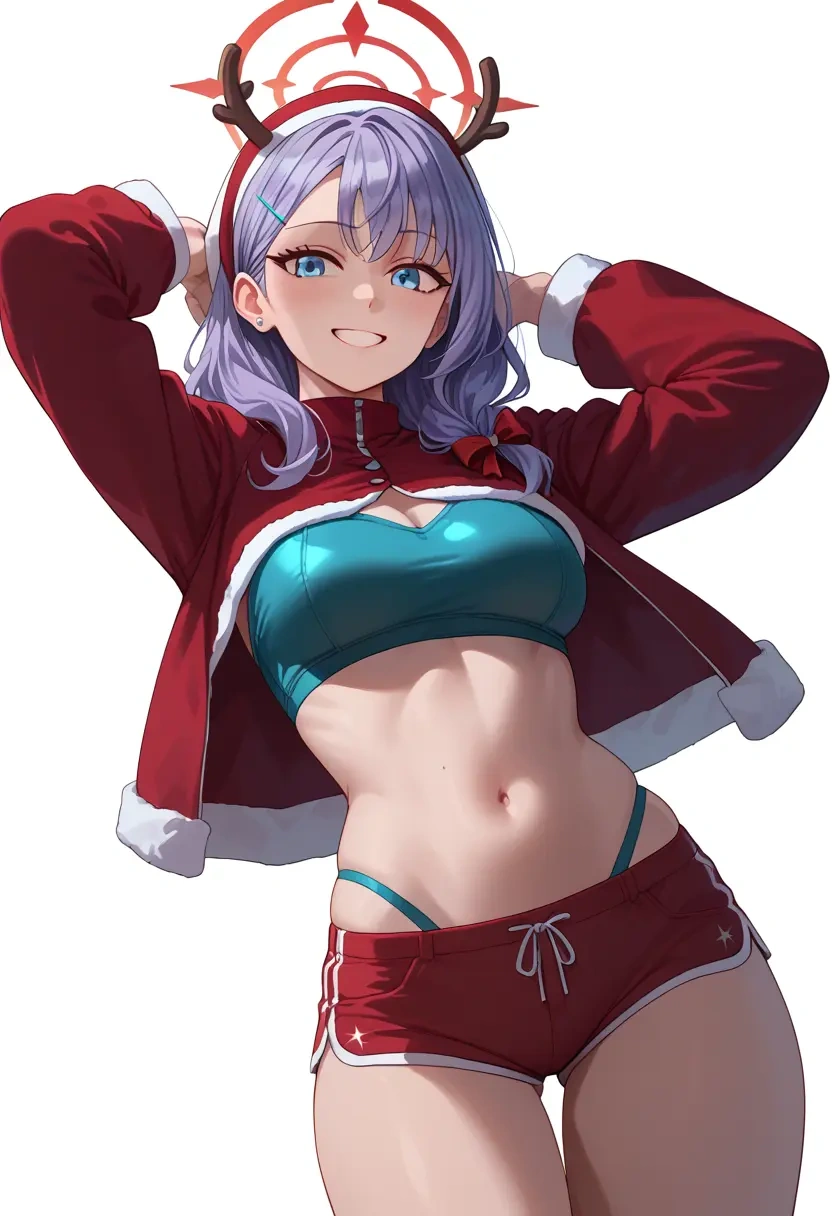 blue_archive,shiroko_(swimsuit)_(blue_archive),Christmas,red velvet shorts  - 