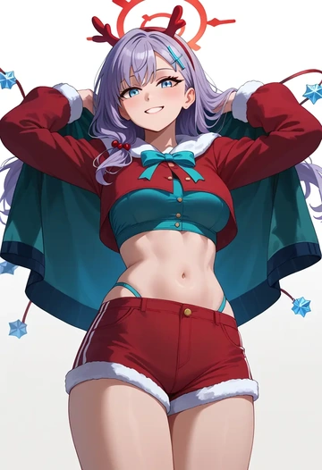 blue_archive,shiroko_(swimsuit)_(blue_archive),Christmas,red velvet shorts  - AI generated anime art