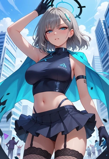 blue_archive,shiroko_terror_(blue_archive),mini skirt, stockings  - AI generated anime art