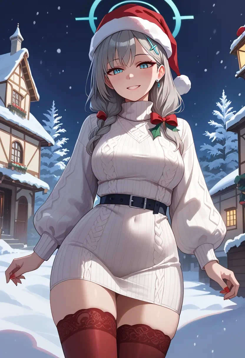 blue_archive,shiroko_terror_(blue_archive),Christmas,sweater dress,stockings  - 