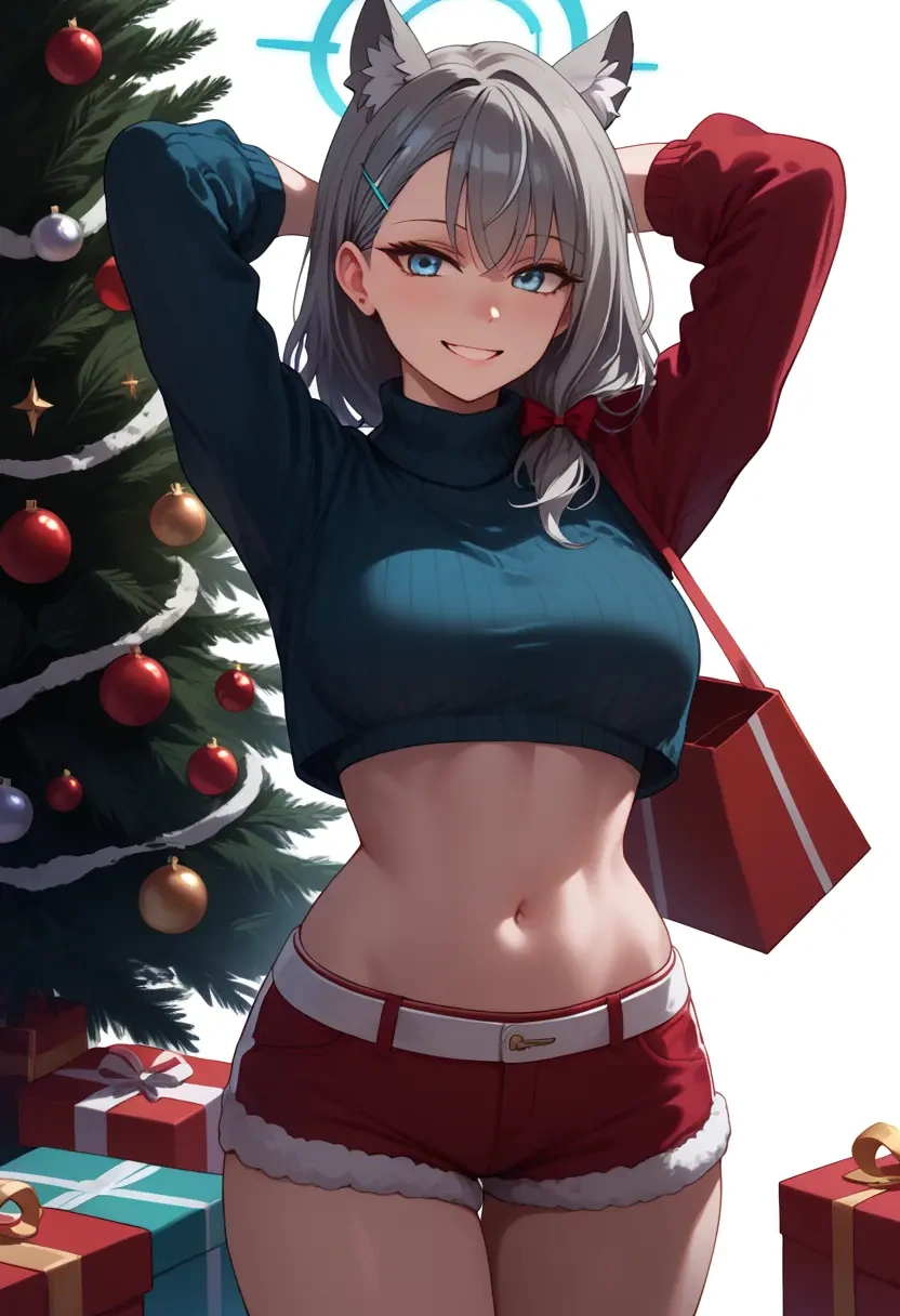 blue_archive,shiroko_terror_(blue_archive),Christmas,red velvet shorts,turtleneck sweater  - 