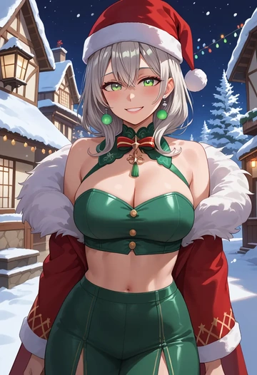 hololive,shishiro_botan_(1st_costume),Christmas,dress  - AI generated anime art