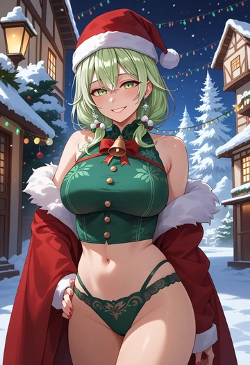 hololive,shishiro_botan_(1st_costume),Christmas,dress  - AI generated anime art