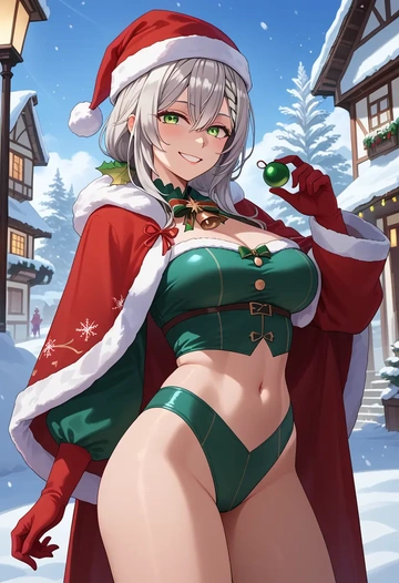 hololive,shishiro_botan_(1st_costume),Christmas,dress  - AI generated anime art