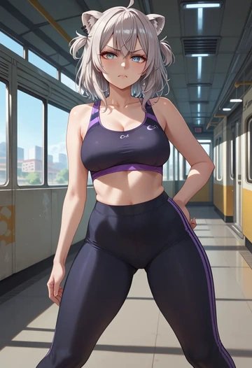 hololive,shishiro_botan,yoga shorts, bra  - AI generated anime art