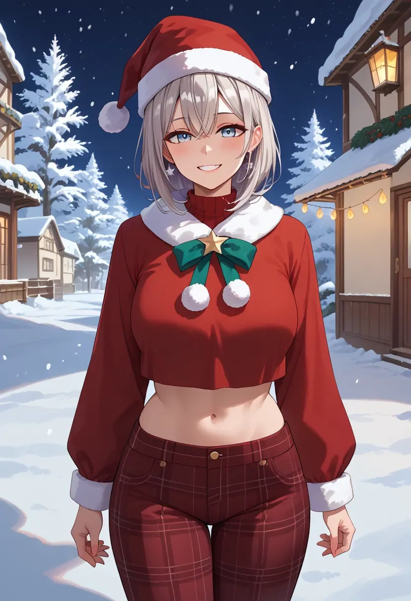 hololive,shishiro_botan,Christmas,plaid trousers  - 