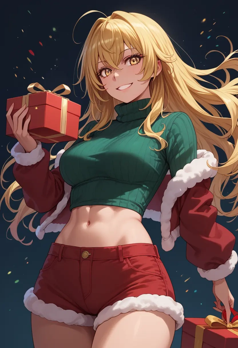 toaru_majutsu_no_index,shokuhou_misaki,Christmas,red velvet shorts,turtleneck sweater  - 