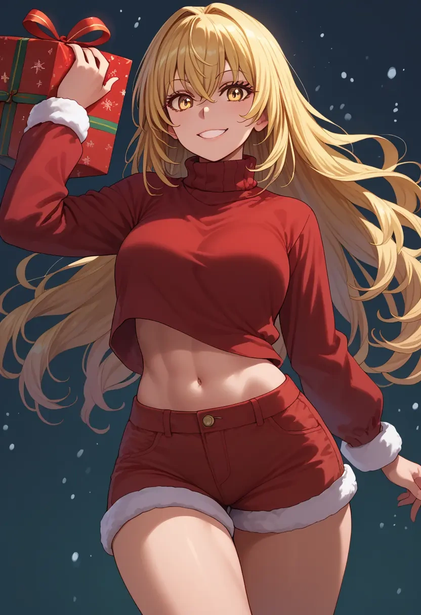 toaru_majutsu_no_index,shokuhou_misaki,Christmas,red velvet shorts,turtleneck sweater  - 